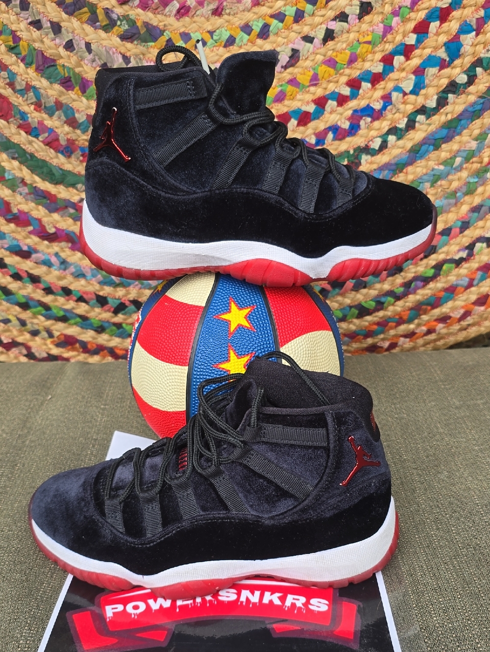 Nike Kids Black Red Velvet Jumpman Sneakers
